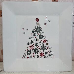 Food Network Linzer Holiday Tree 10" Square Plate